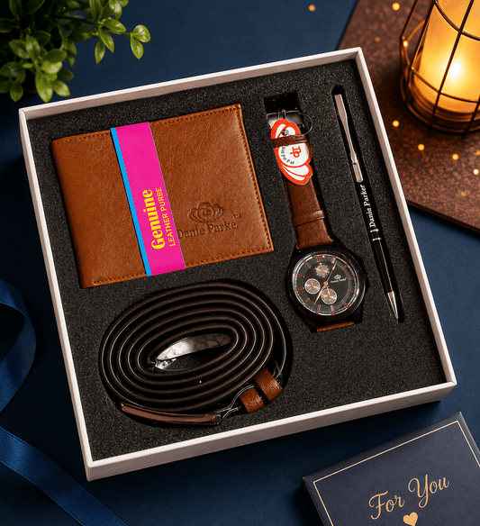 Men’s Wallet Belt Watch & Pen Gift Set | Premium 4-Piece Combo - Shiva Gift Mart