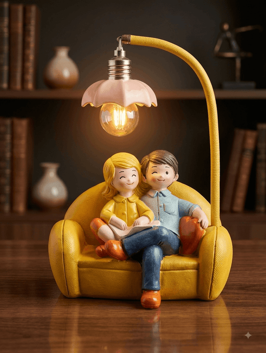 Cute Romantic Couple on Sofa LED Night Light Figurine