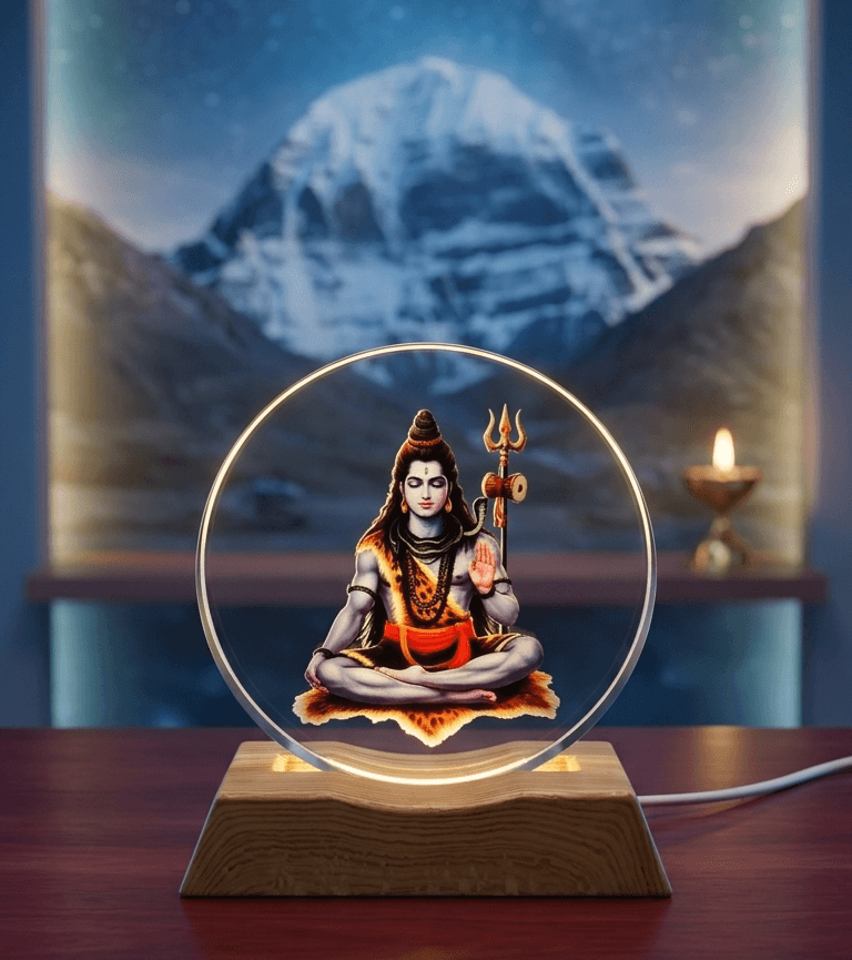 Lord Shiva 3D LED Night Lamp - Mahadev Showpiece for Pooja Room