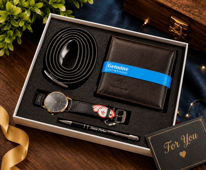 Men’s Wallet Belt Watch & Pen Gift Set | Premium 4-Piece Combo - Shiva Gift Mart