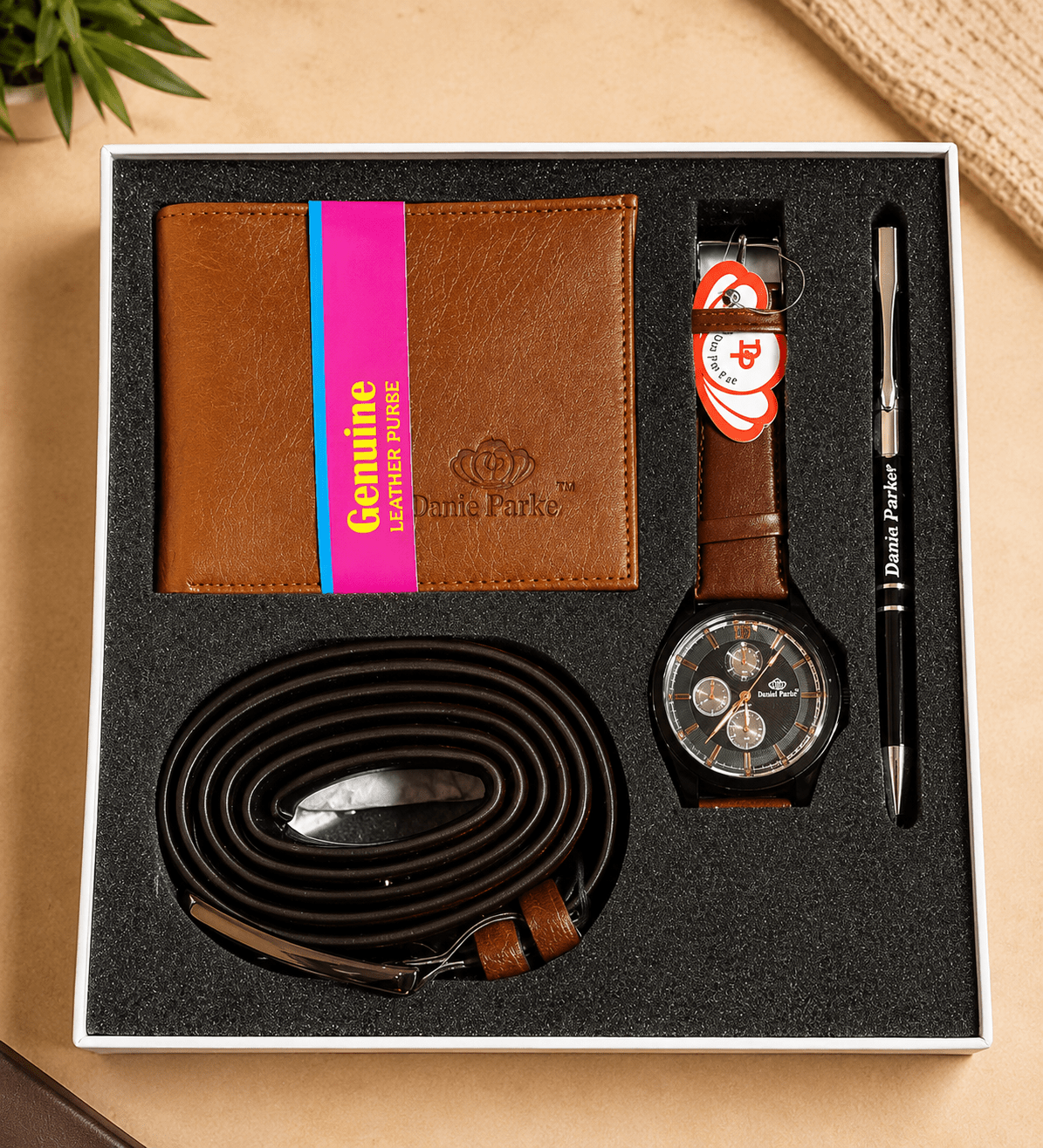 Men’s Wallet Belt Watch & Pen Gift Set | Premium 4-Piece Combo - Shiva Gift Mart