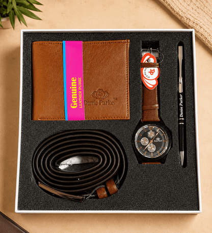 Men’s Wallet Belt Watch & Pen Gift Set | Premium 4-Piece Combo - Shiva Gift Mart
