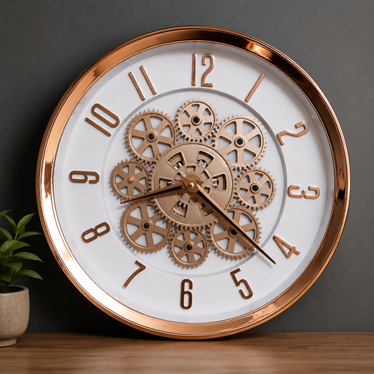 Luxury 3D Moving Gear Wall Clock | Modern Silent Decorative Wall Clock for Living Room, Office & Home Decor